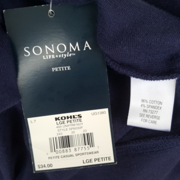 SONOMA ♡ Navy|White|Gray Embroidered | Embellished Floral L|S Hoodie Jacket PL - Picture 15 of 17